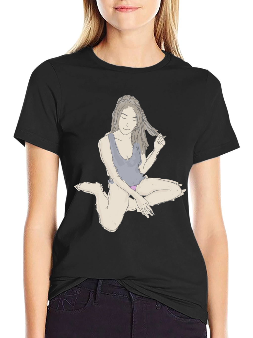 Unique Woman Illustration Black T-Shirt