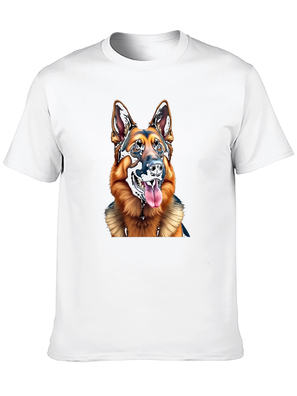 German Shepherd Dog Graphic Tee - Black Cotton Blend