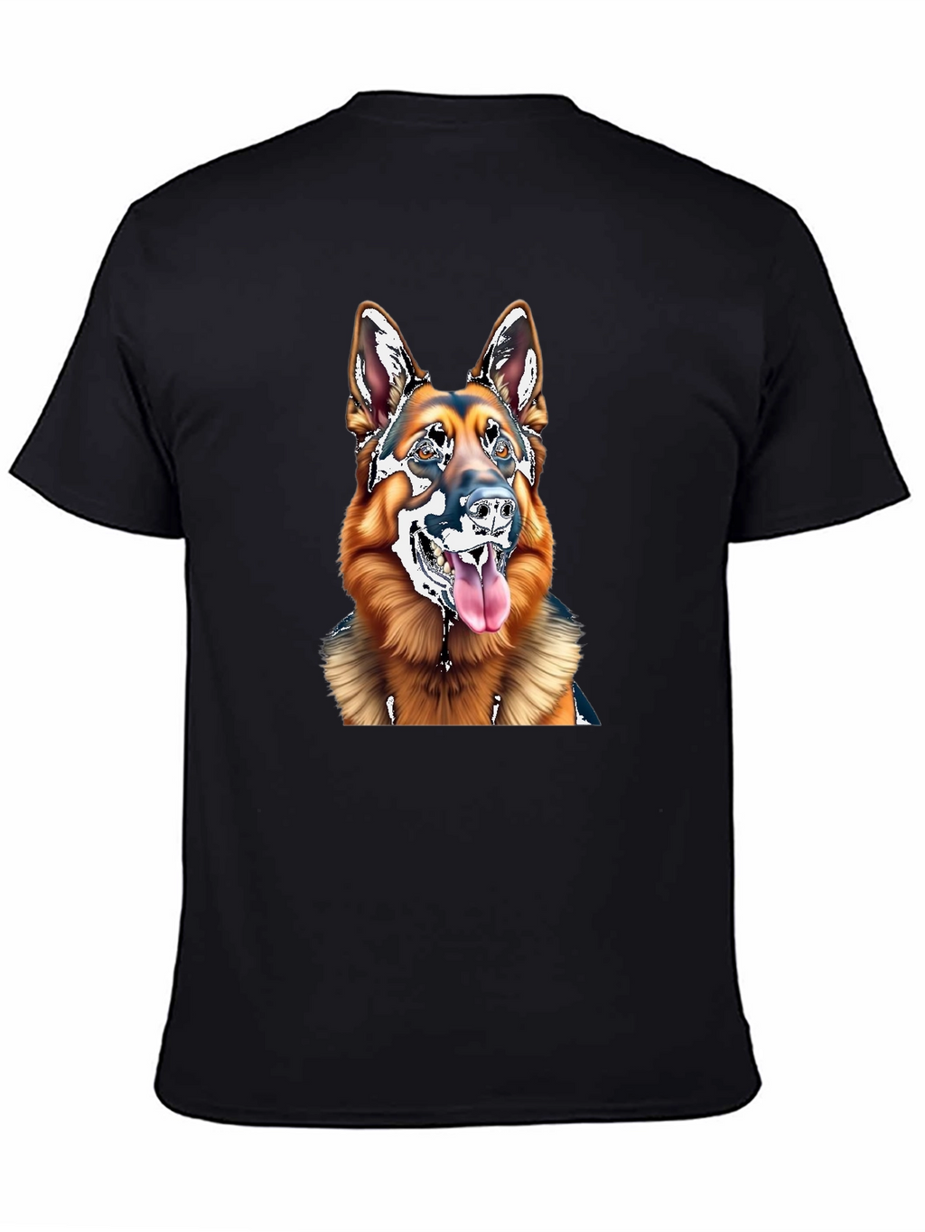 German Shepherd Dog Graphic Tee - Black Cotton Blend