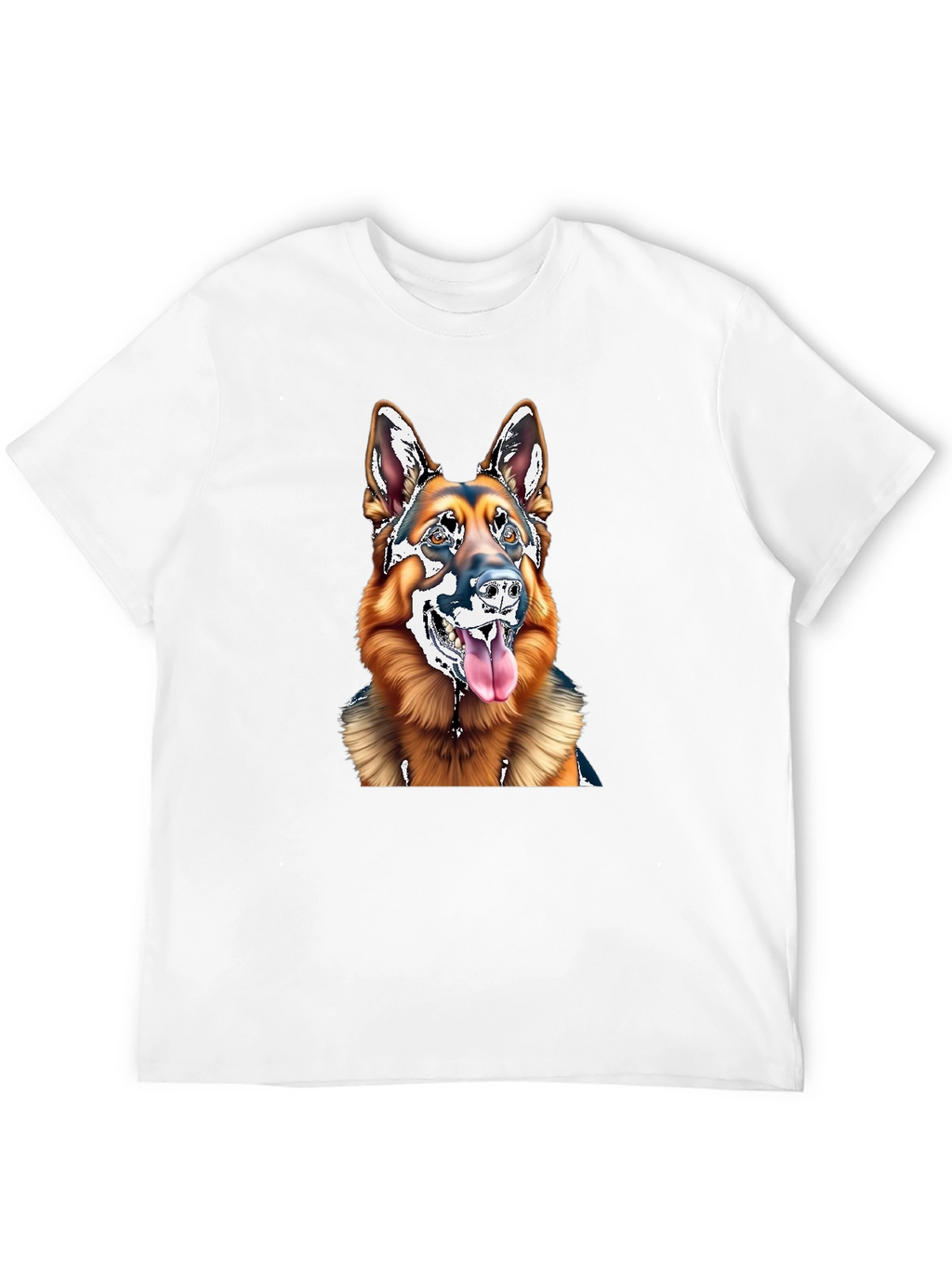 German Shepherd Dog Graphic Tee - Black Cotton Blend