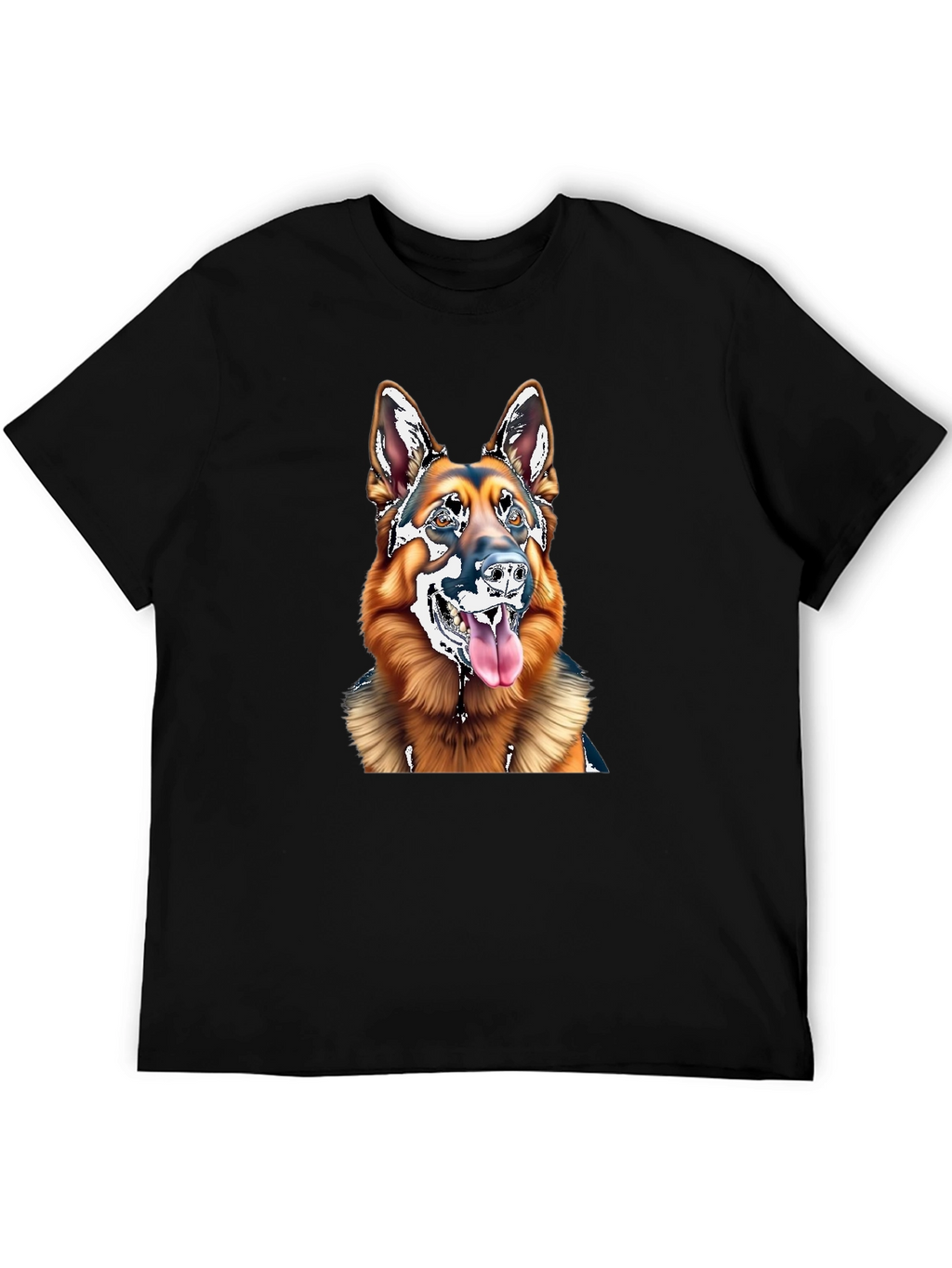 German Shepherd Dog Graphic Tee - Black Cotton Blend