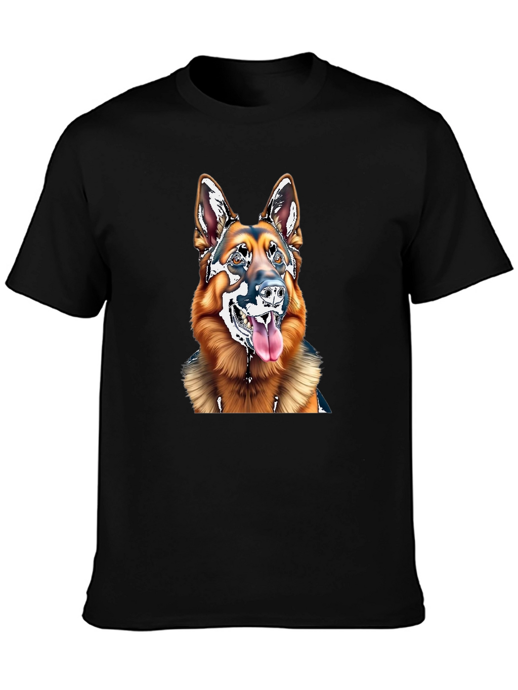 German Shepherd Dog Graphic Tee - Black Cotton Blend