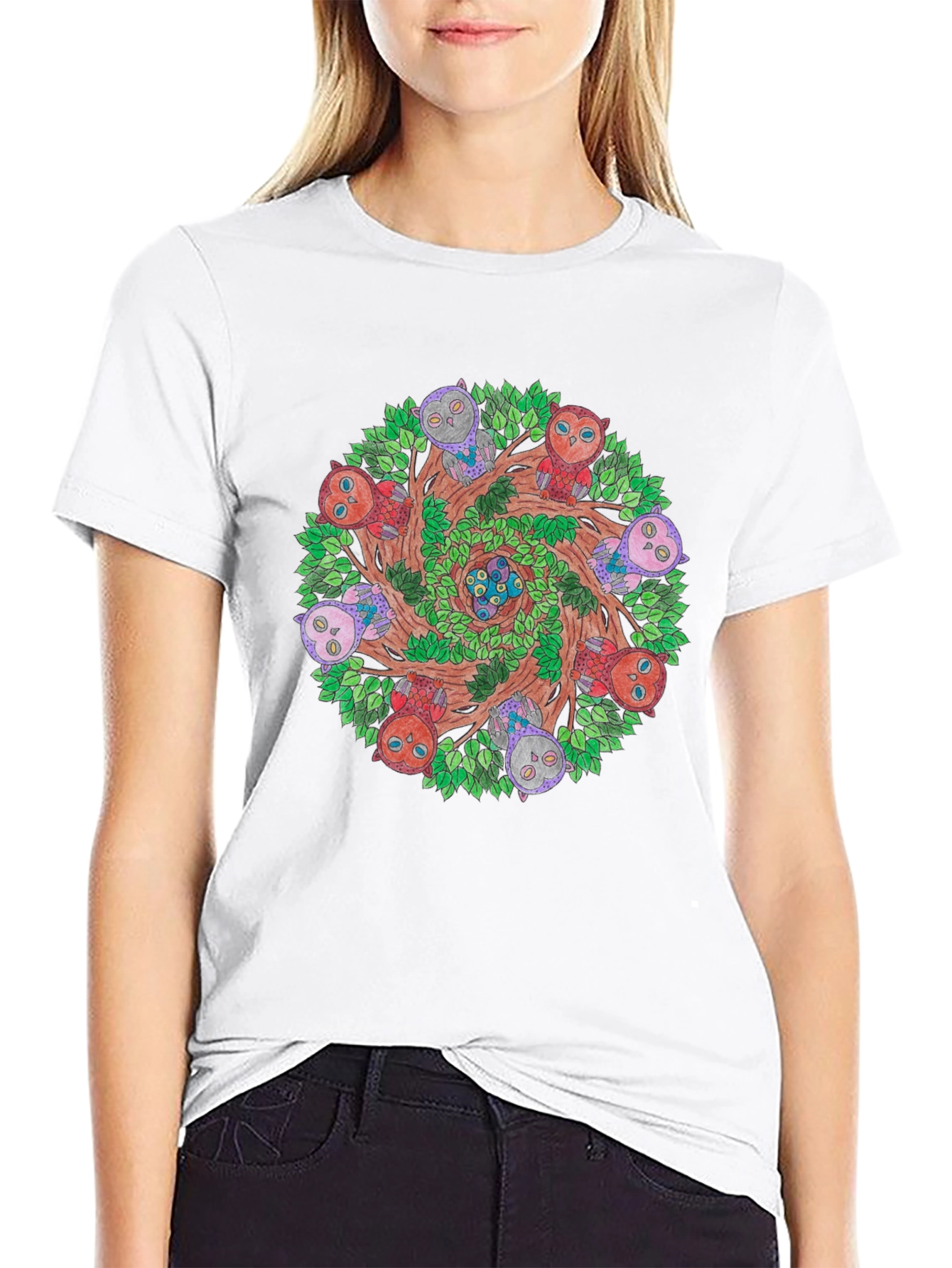 Owl Mandala Graphic Tee - Nature Inspired Design