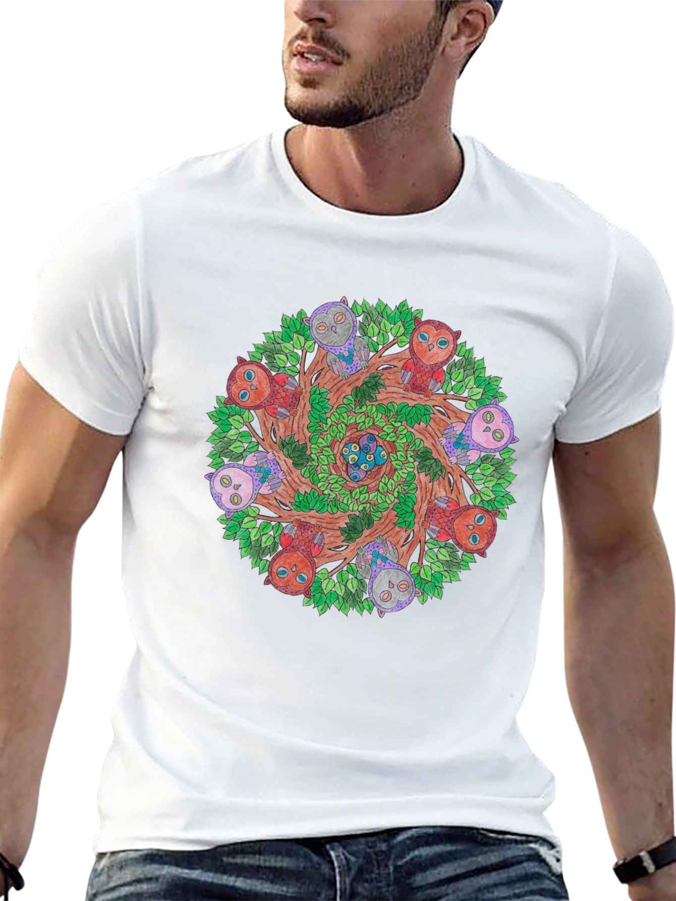 Owl Mandala Graphic Tee - Nature Inspired Design