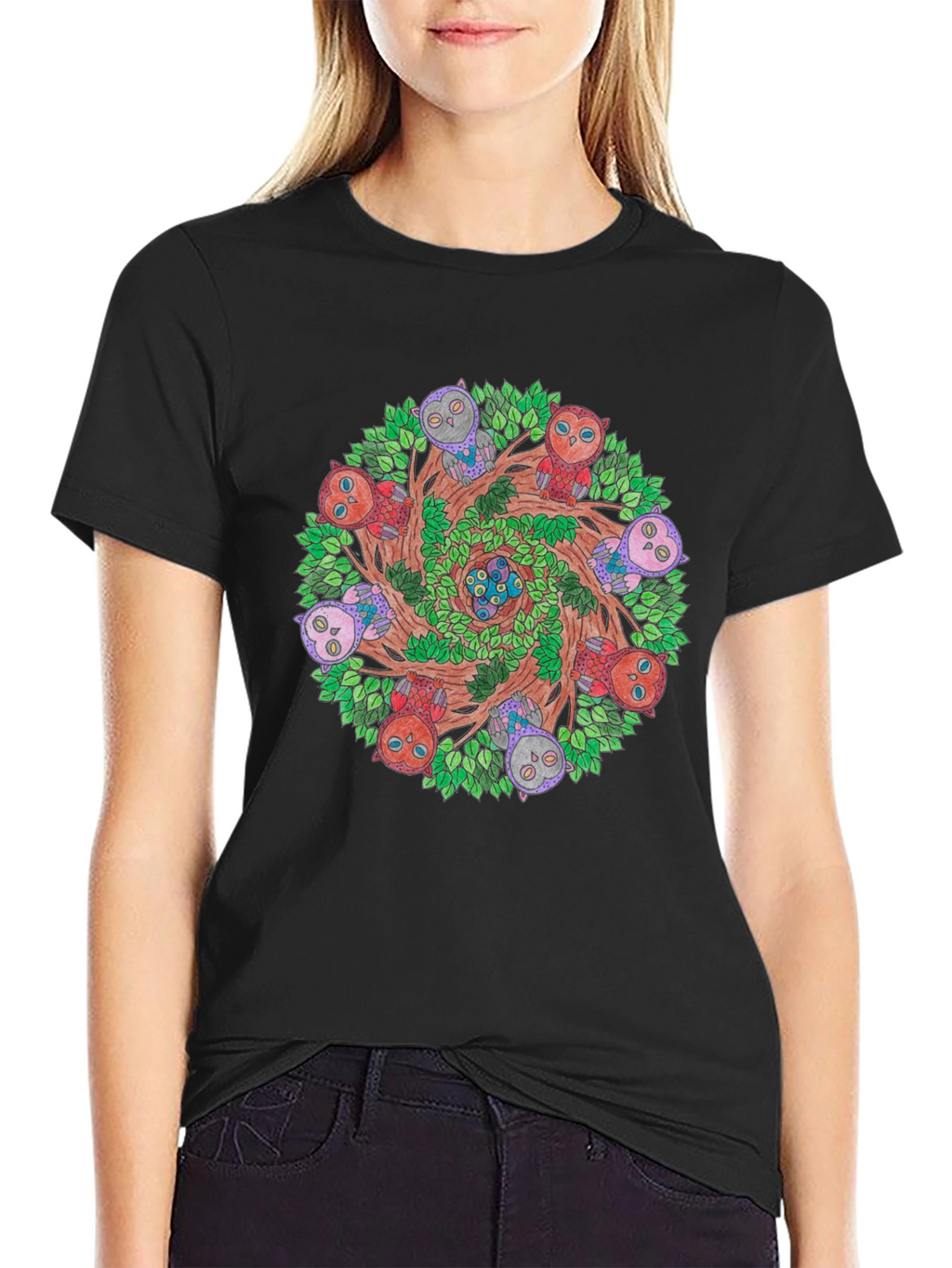 Owl Mandala Graphic Tee - Nature Inspired Design