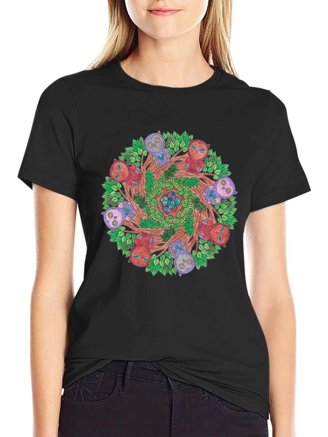 Owl Mandala Graphic Tee - Nature Inspired Design