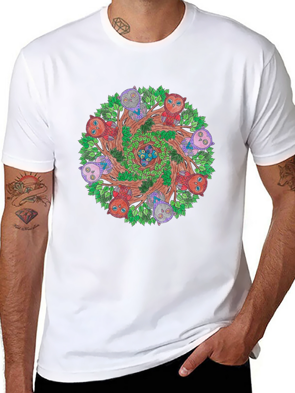 Owl Mandala Graphic Tee - Nature Inspired Design