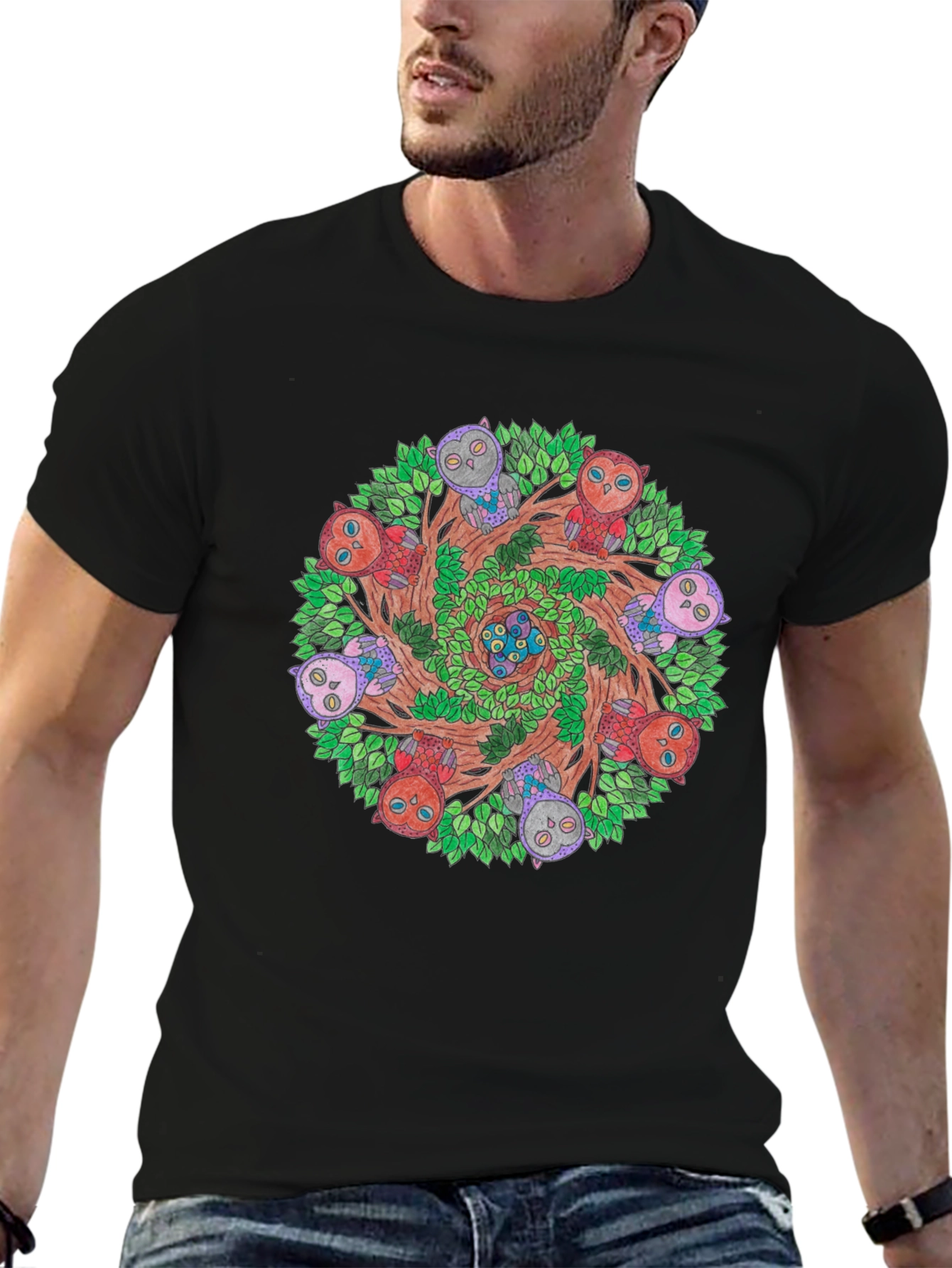 Owl Mandala Graphic Tee - Nature Inspired Design