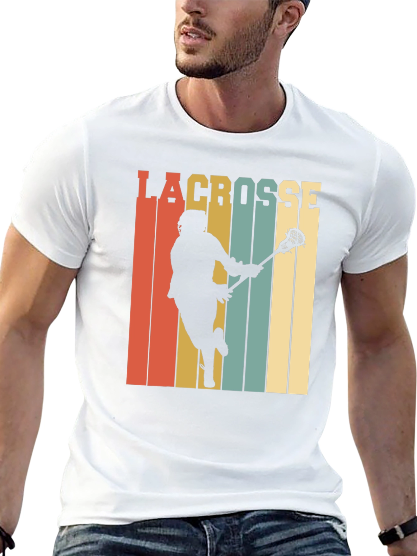 Retro Lacrosse Player Graphic Tee