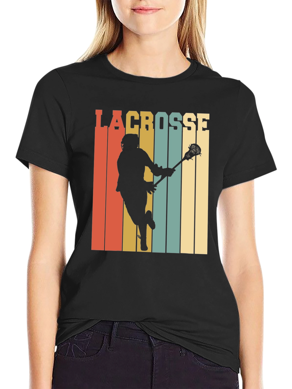 Retro Lacrosse Player Graphic Tee
