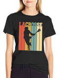Retro Lacrosse Player Graphic Tee