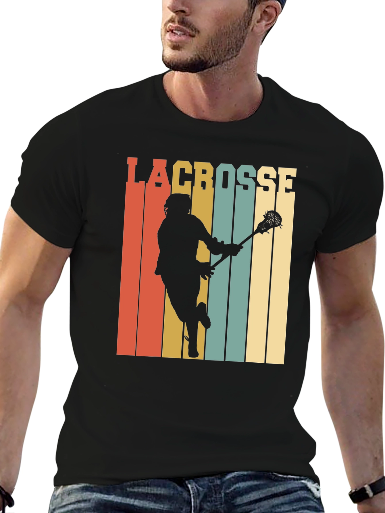 Retro Lacrosse Player Graphic Tee