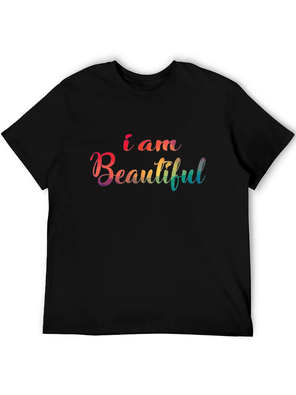 I am Beautiful Rainbow Graphic Tee - Black