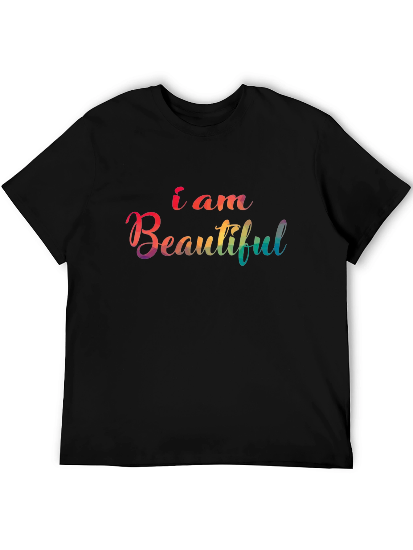 I am Beautiful Rainbow Graphic Tee - Black