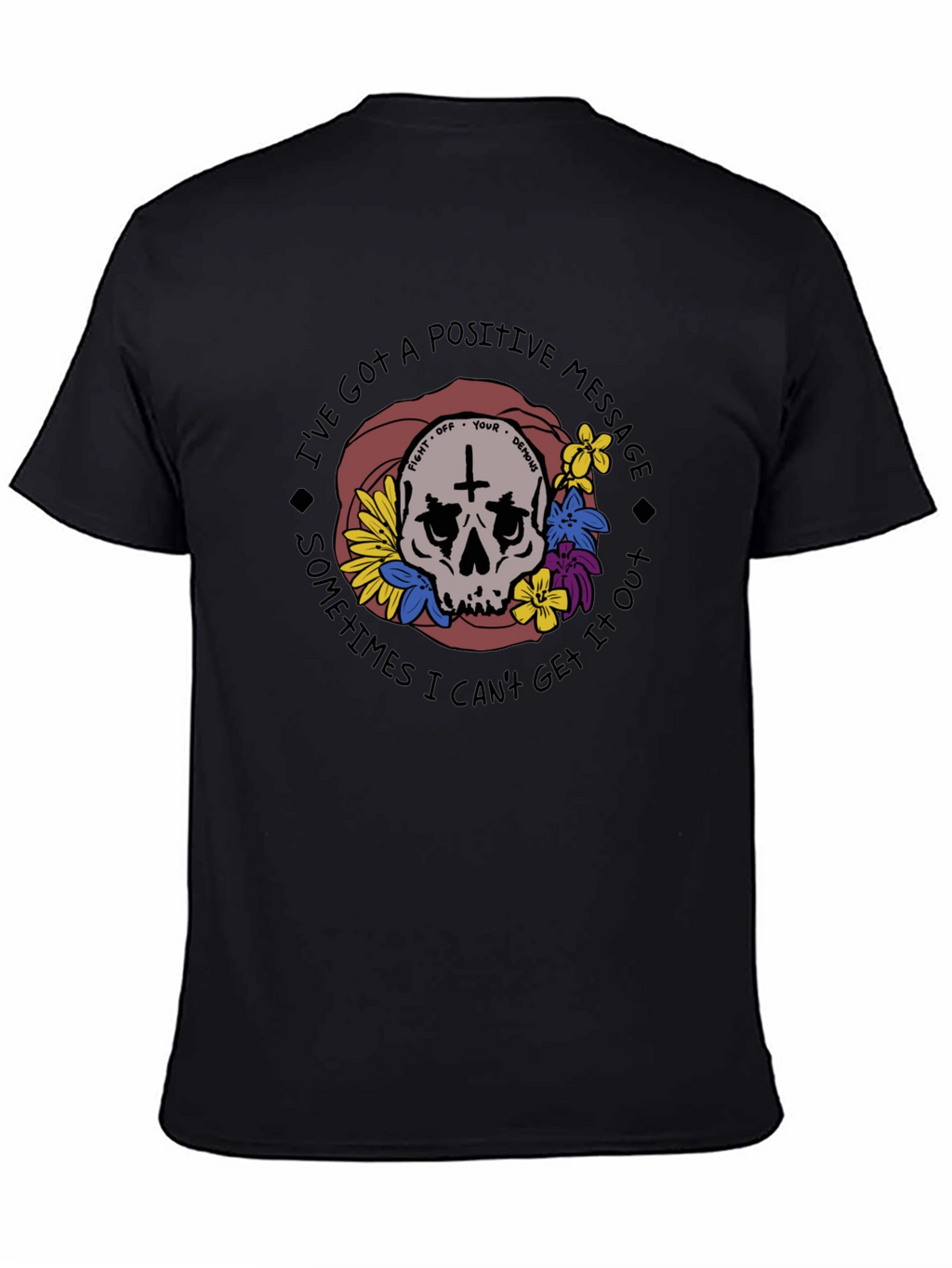 Positive Message Skull Graphic T-Shirt