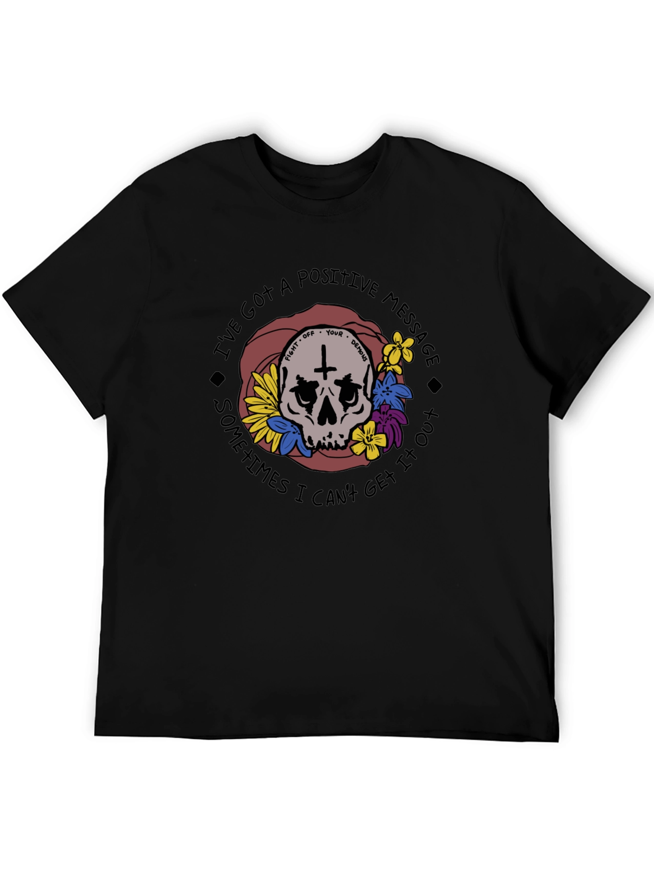 Positive Message Skull Graphic T-Shirt