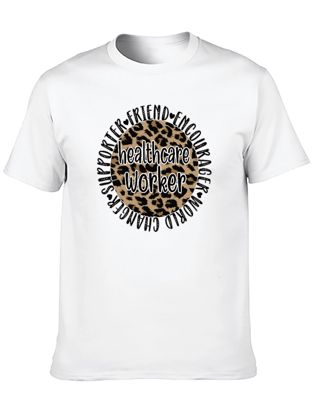 Healthcare Worker Leopard Print Graphic Tee