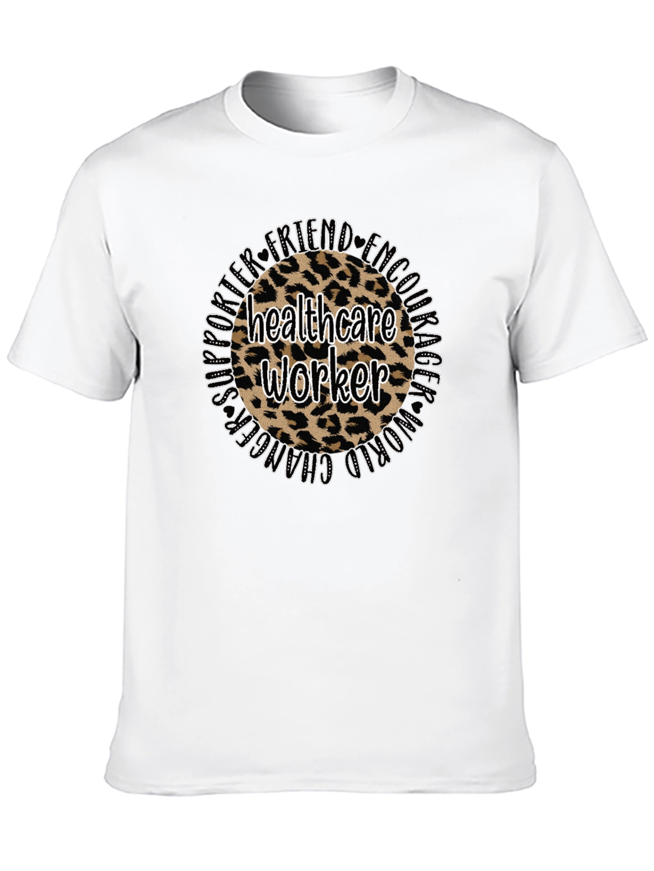 Healthcare Worker Leopard Print Graphic Tee