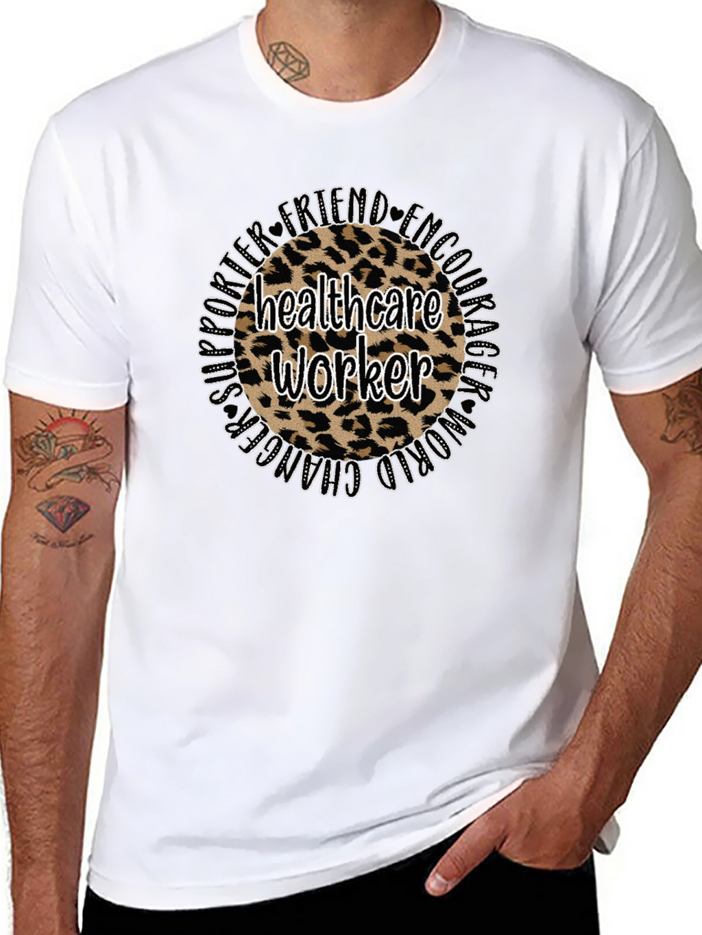 Healthcare Worker Leopard Print Graphic Tee