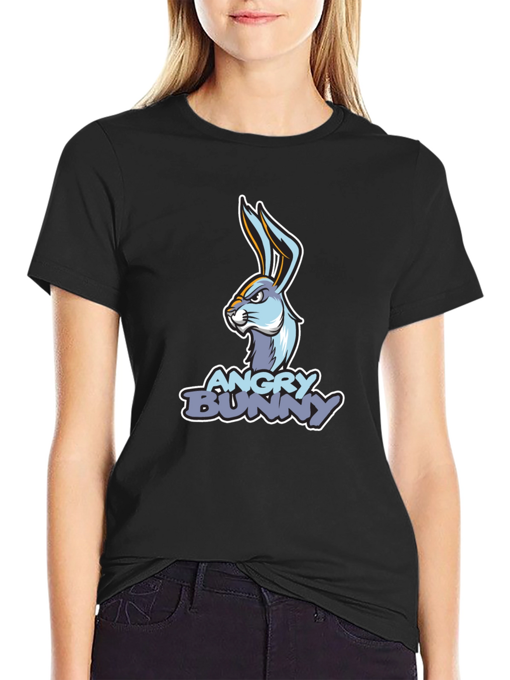 Angry Bunny Graphic T-Shirt - Black Cotton Tee