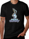 Angry Bunny Graphic T-Shirt - Black Cotton Tee