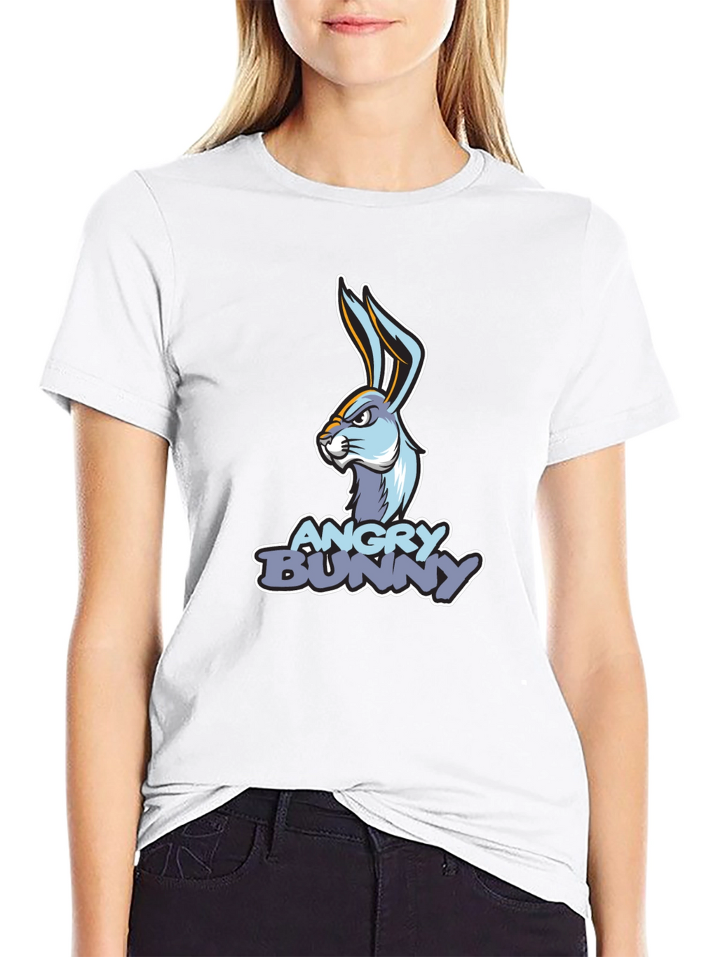 Angry Bunny Graphic T-Shirt - Black Cotton Tee