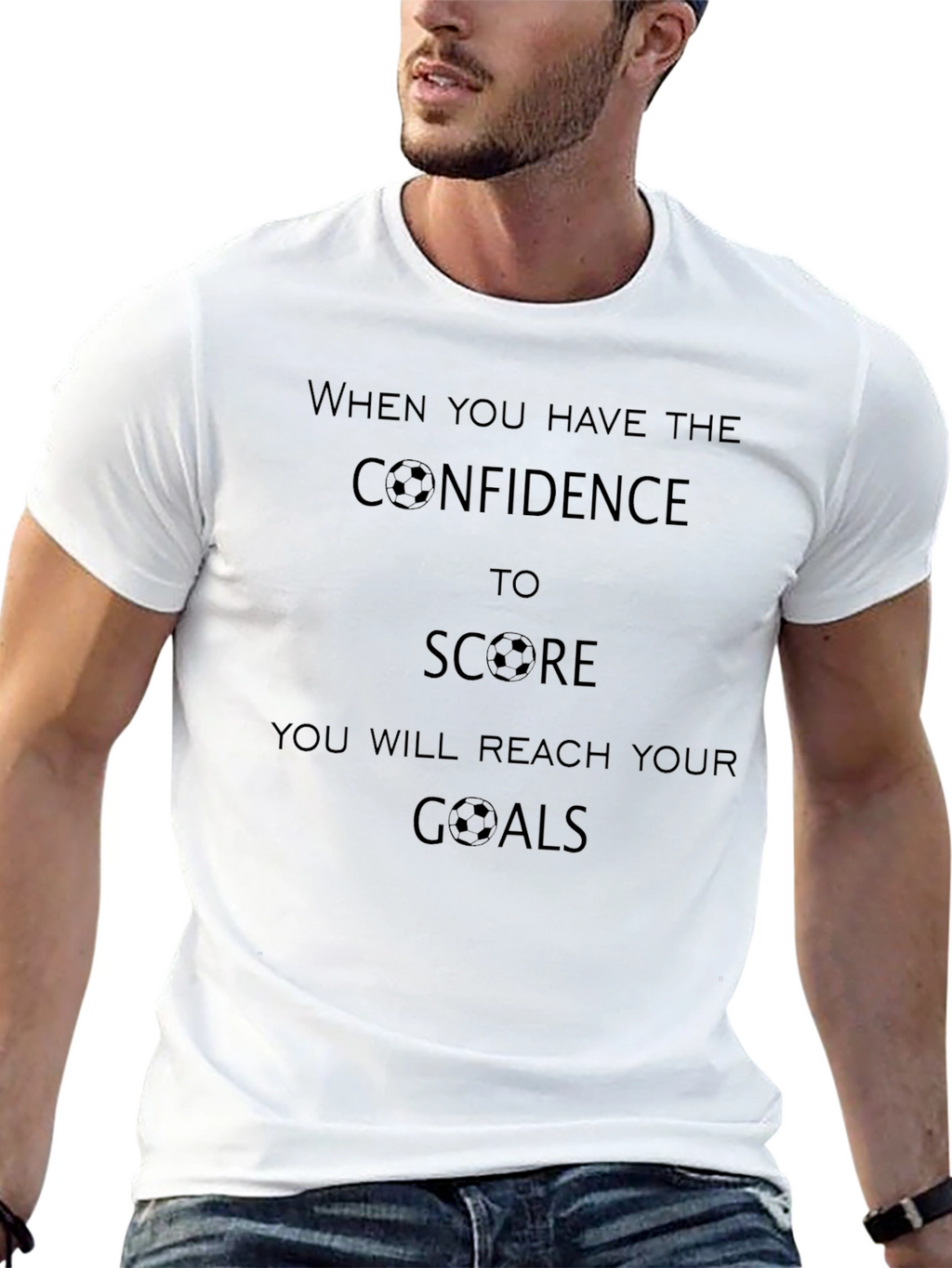 Confident Soccer Goals Black T-Shirt