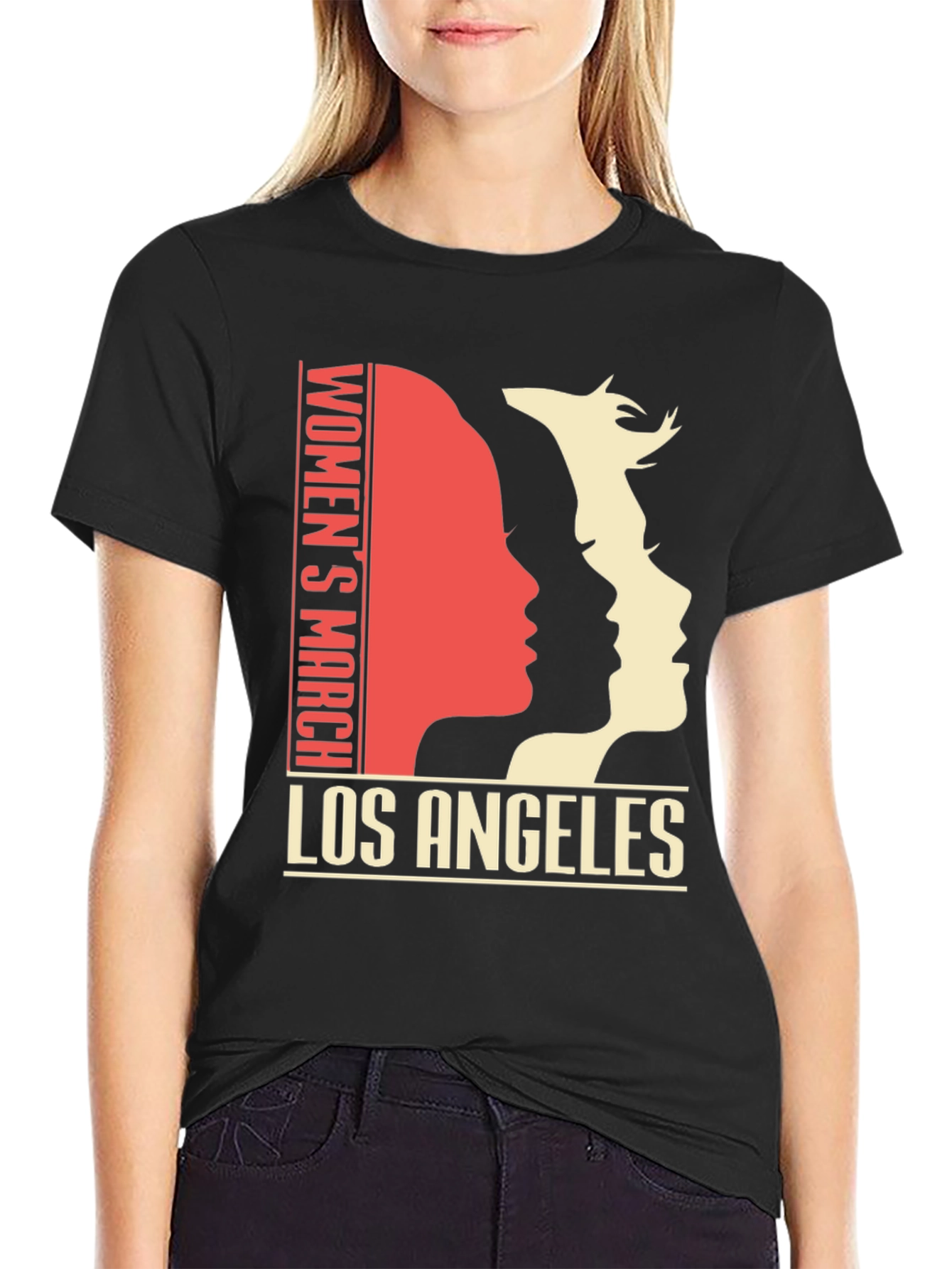 Womens March Los Angeles Graphic Tee - Black