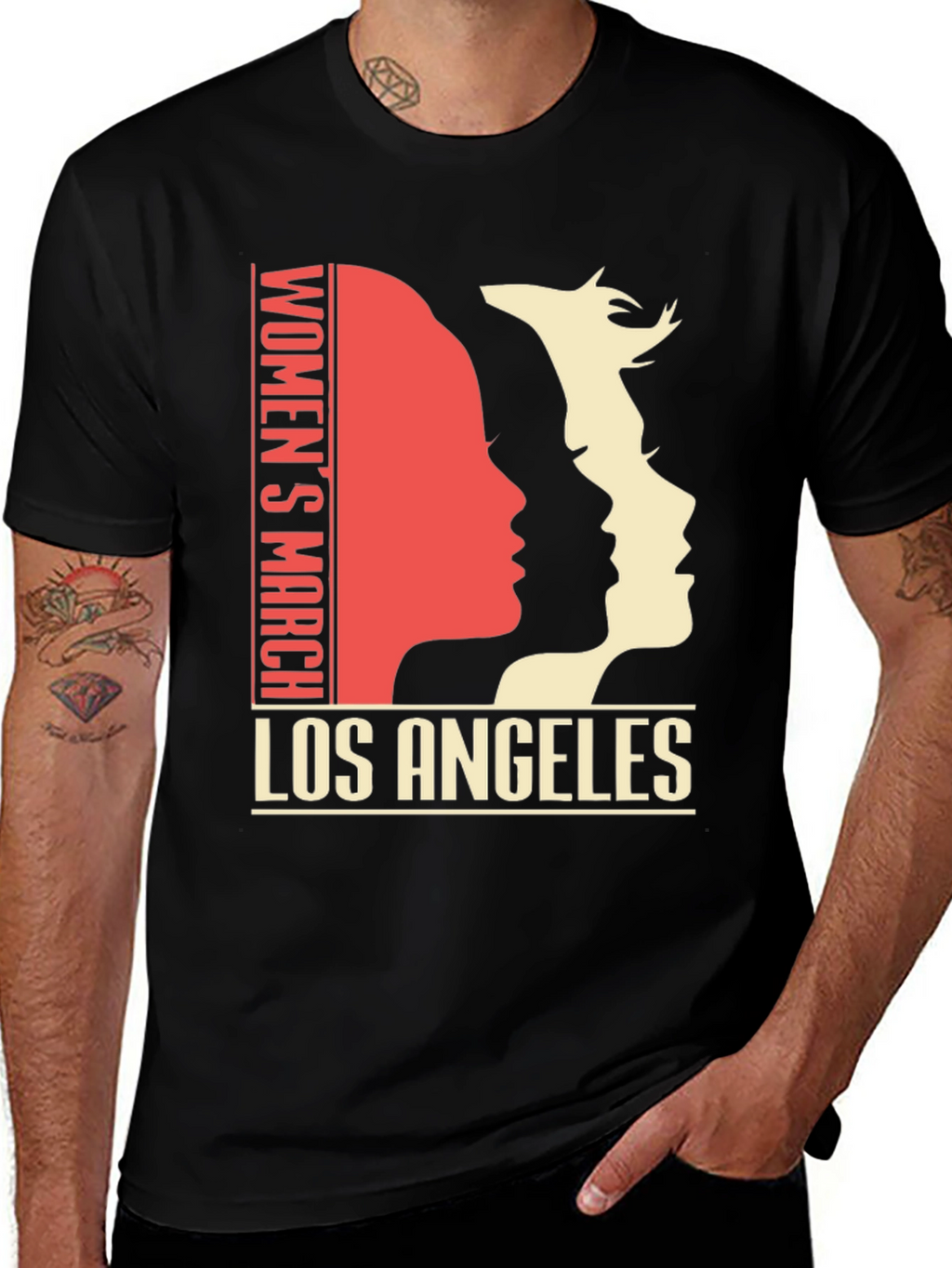 Womens March Los Angeles Graphic Tee - Black