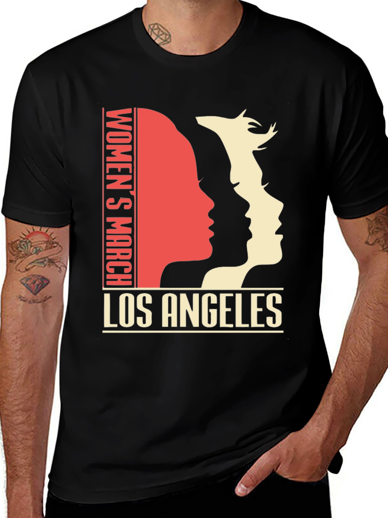 Womens March Los Angeles Graphic Tee - Black