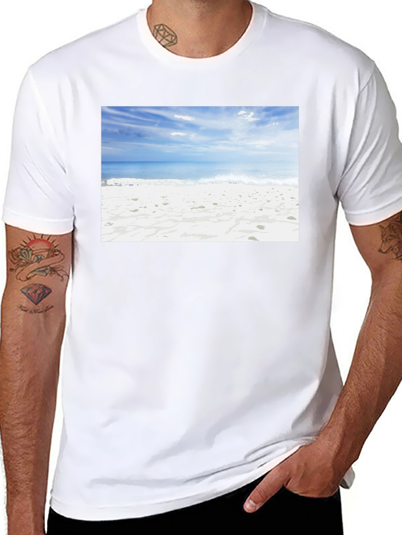 Beach Scene Black Tee - Coastal Vibes