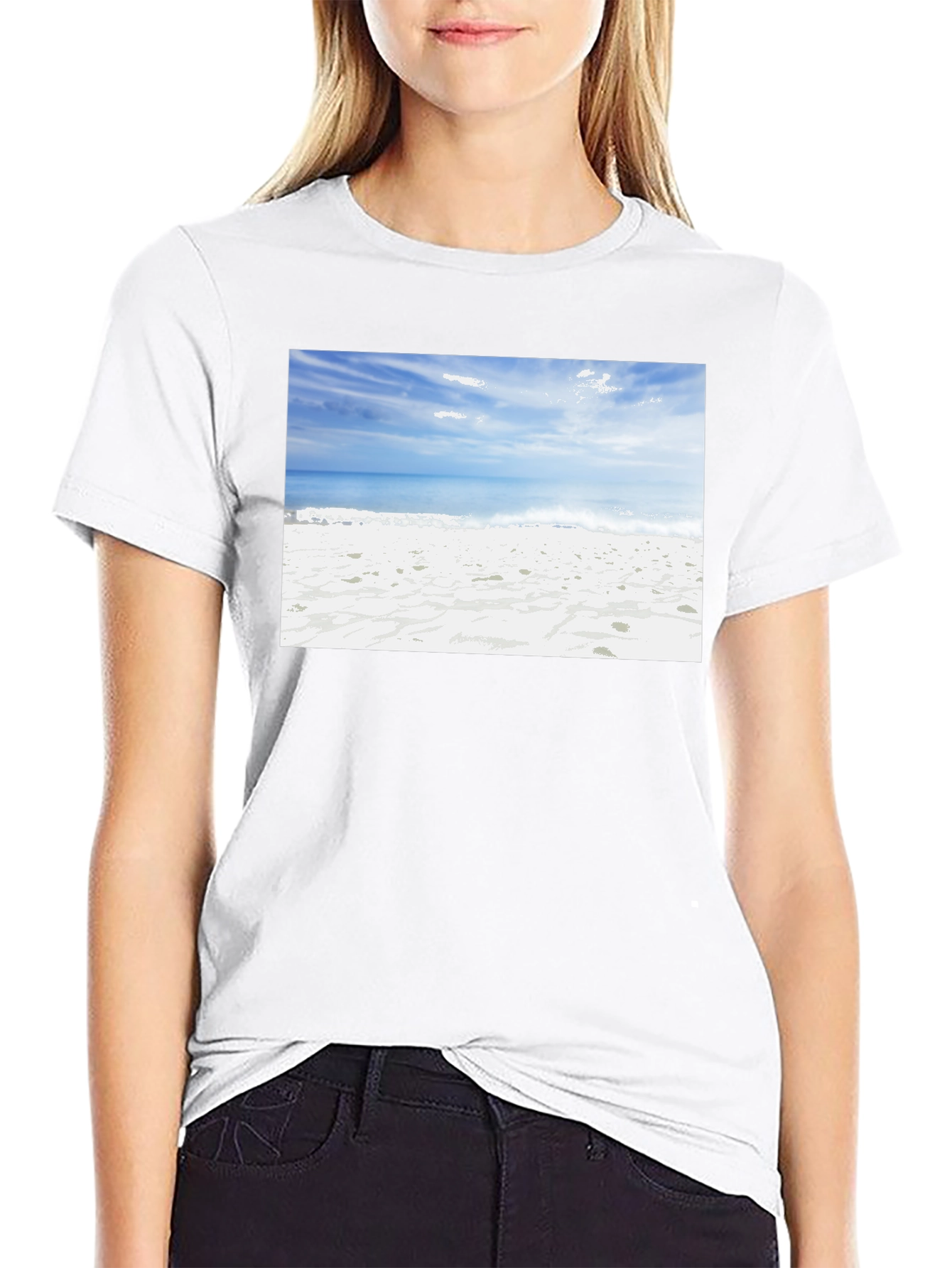 Beach Scene Black Tee - Coastal Vibes