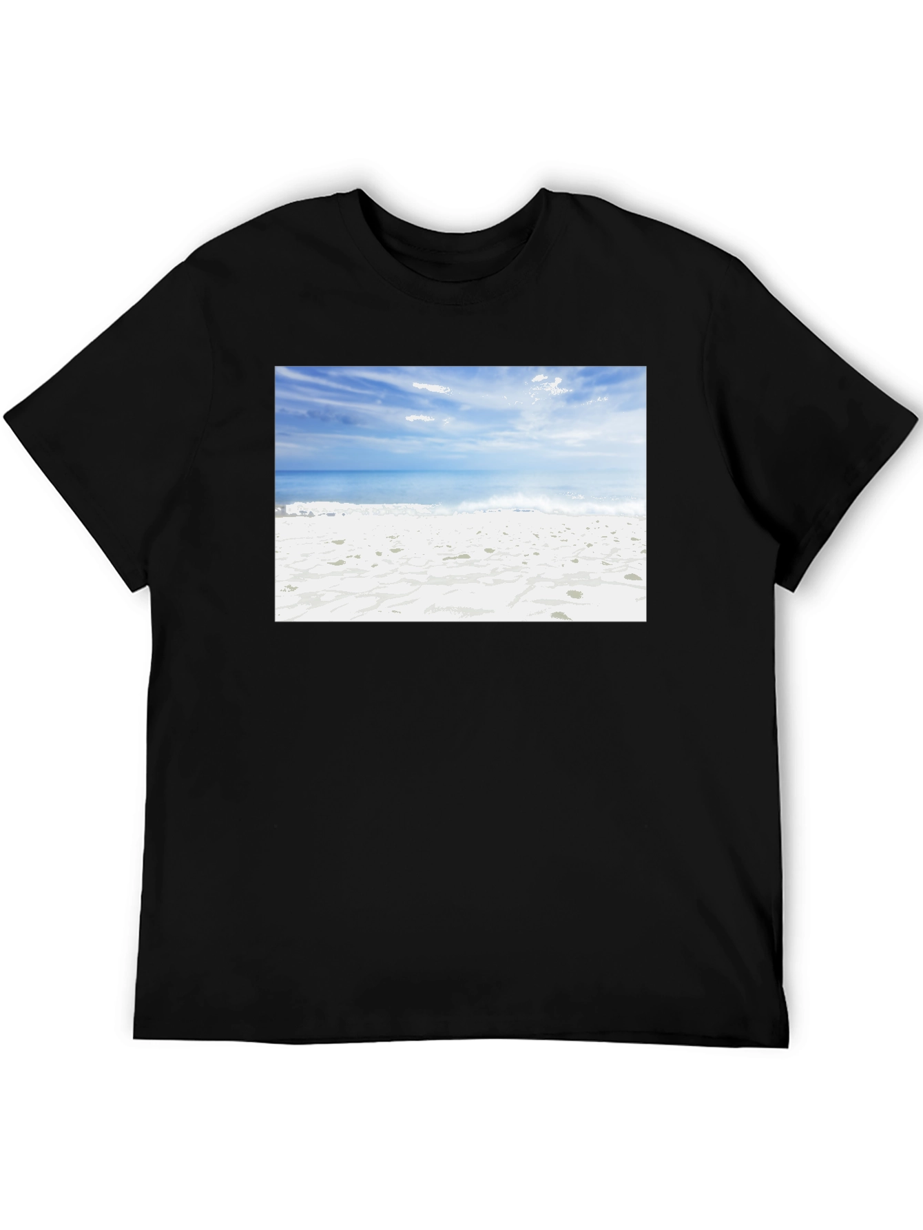 Beach Scene Black Tee - Coastal Vibes