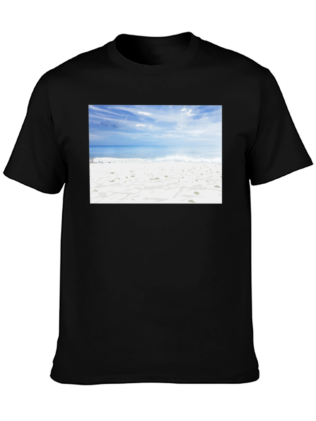 Beach Scene Black Tee - Coastal Vibes