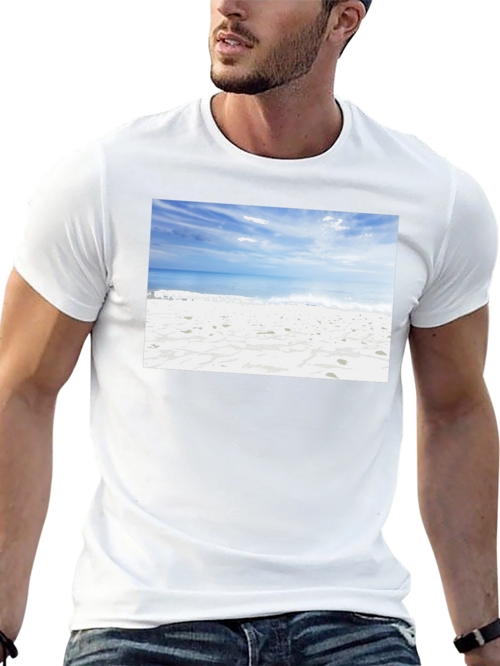 Beach Scene Black Tee - Coastal Vibes