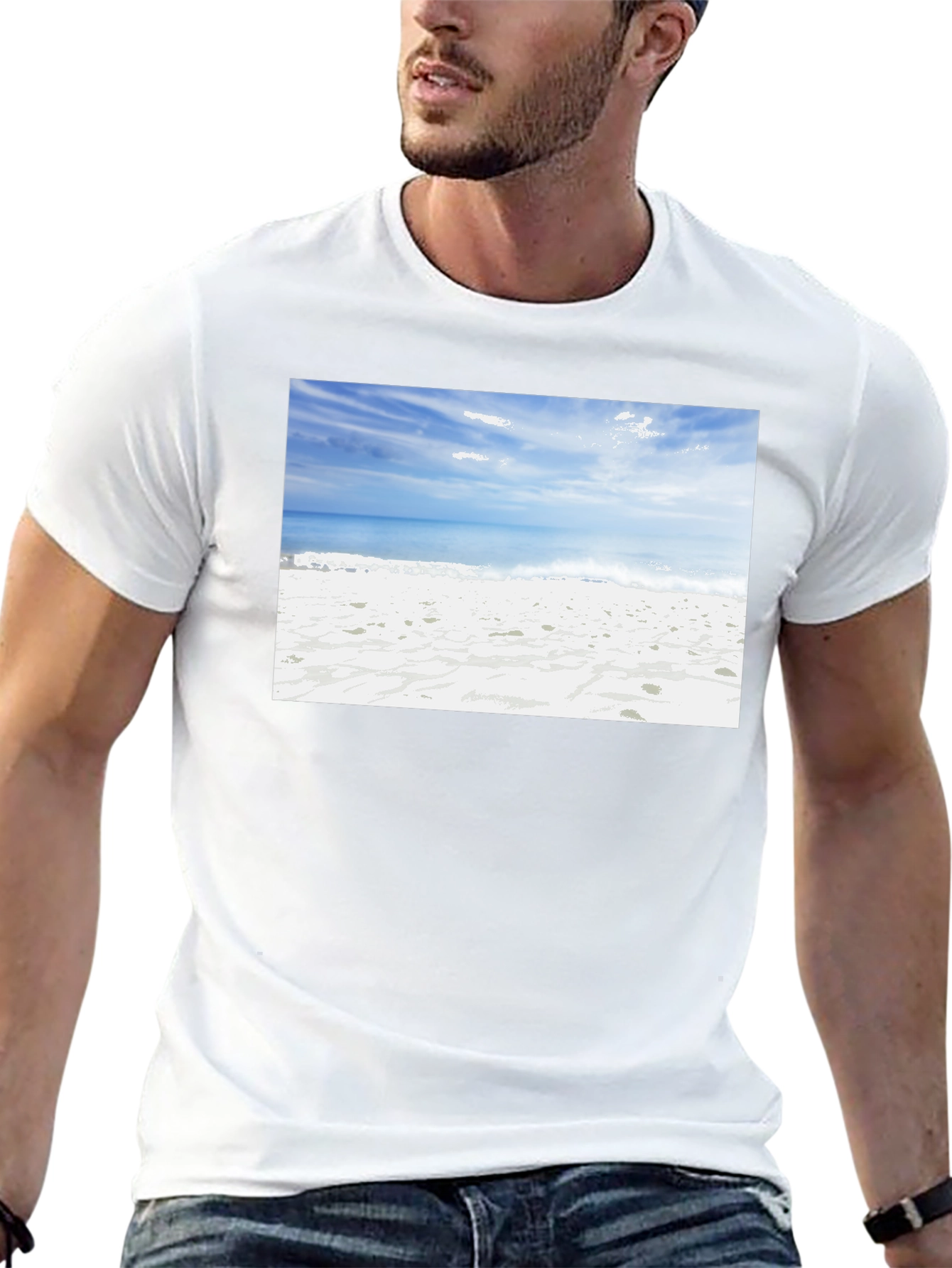 Beach Scene Black Tee - Coastal Vibes