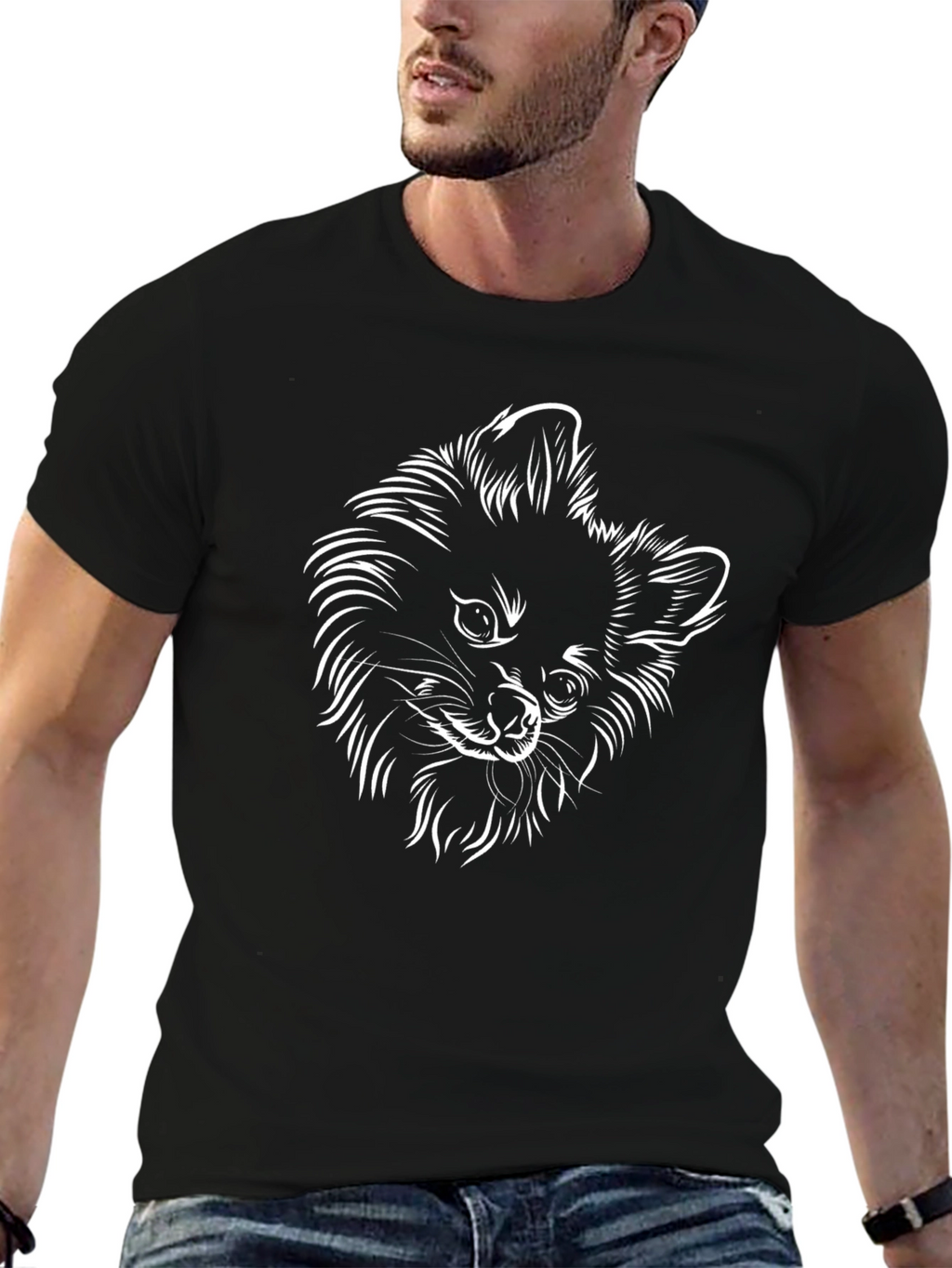 Dog Sketch Graphic Black T-Shirt