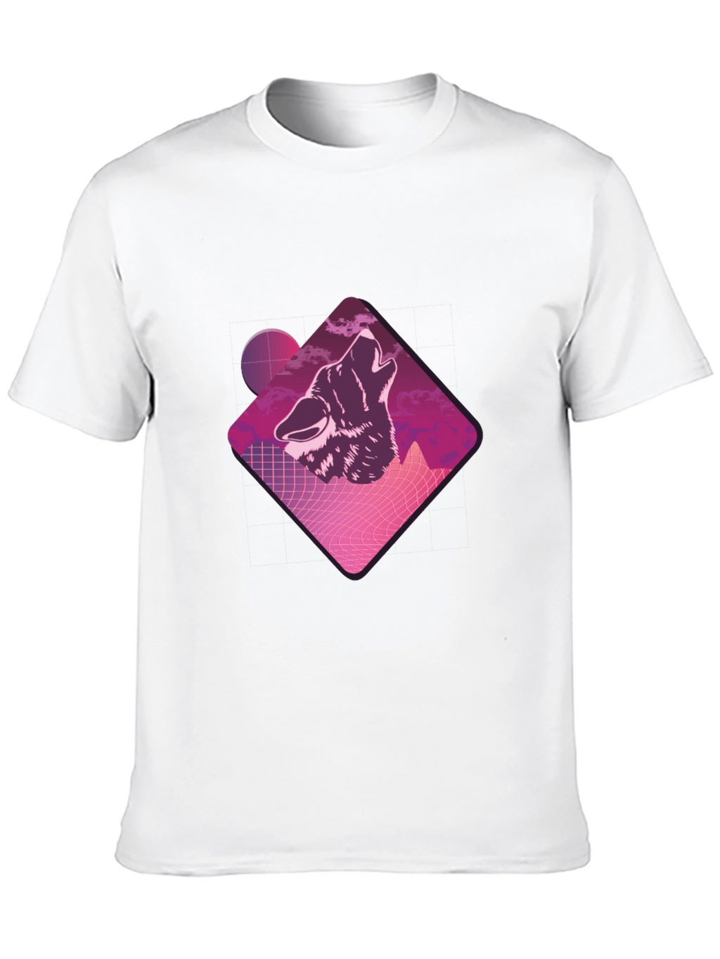 Retro Wolf Graphic Tee - Black Crew Neck T-Shirt