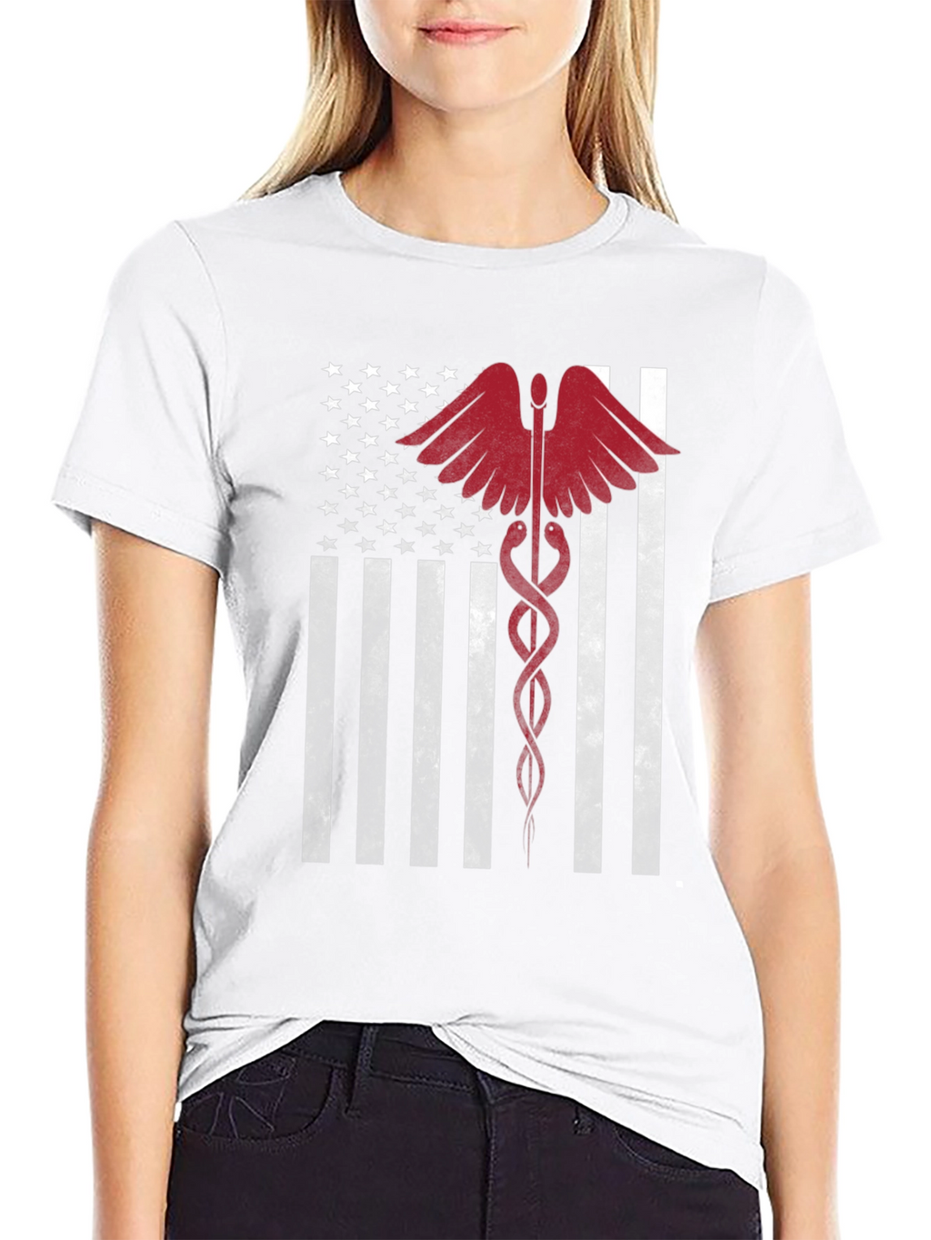 American Flag Medical Caduceus Graphic Tee
