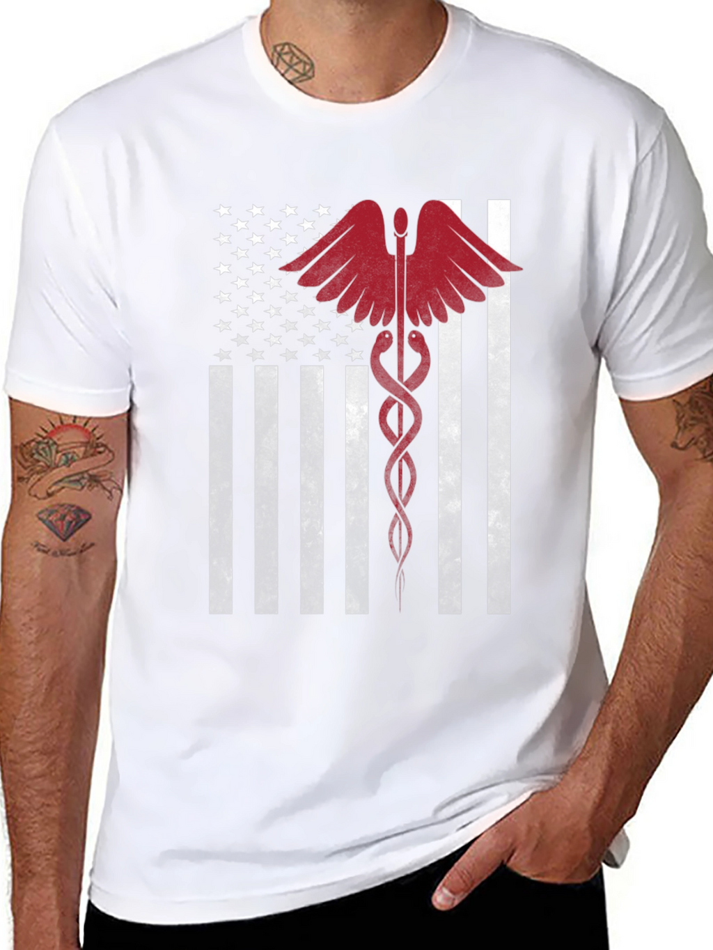 American Flag Medical Caduceus Graphic Tee