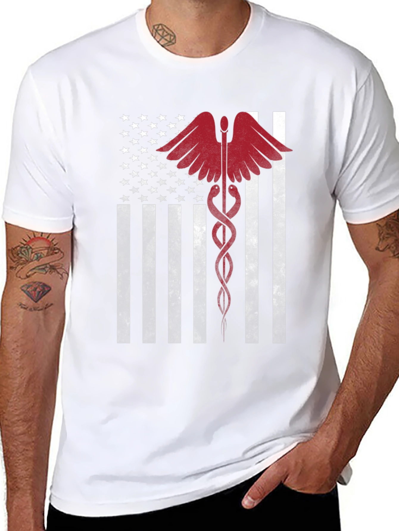 American Flag Medical Caduceus Graphic Tee