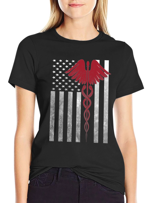 American Flag Medical Caduceus Graphic Tee