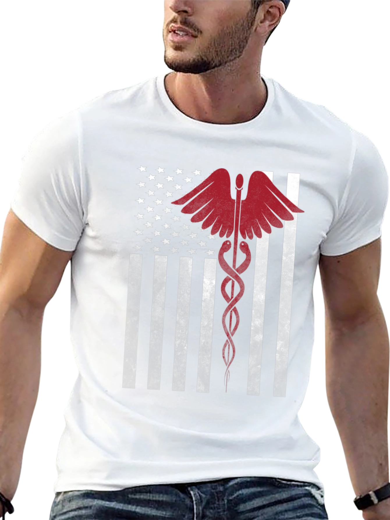 American Flag Medical Caduceus Graphic Tee