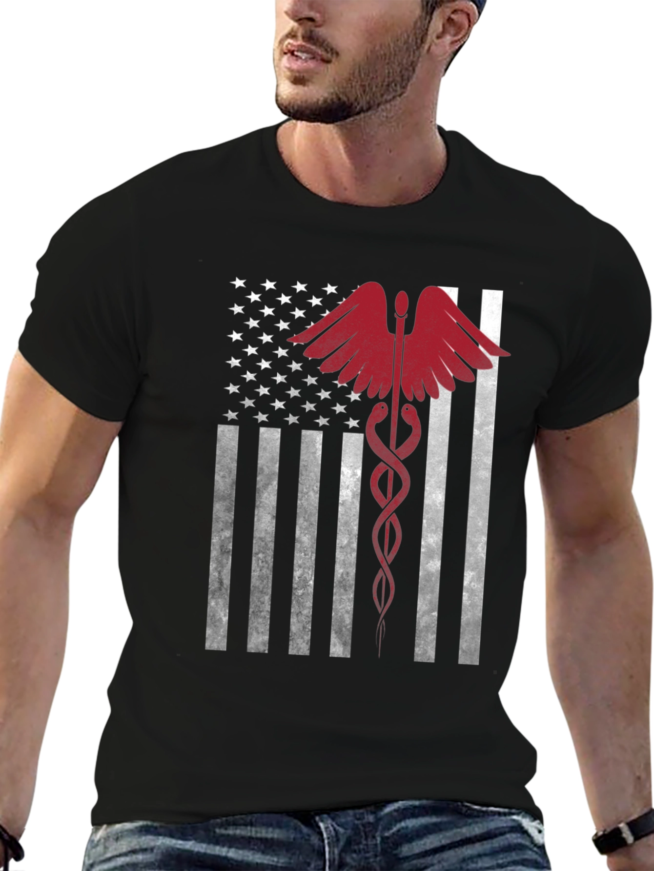 American Flag Medical Caduceus Graphic Tee