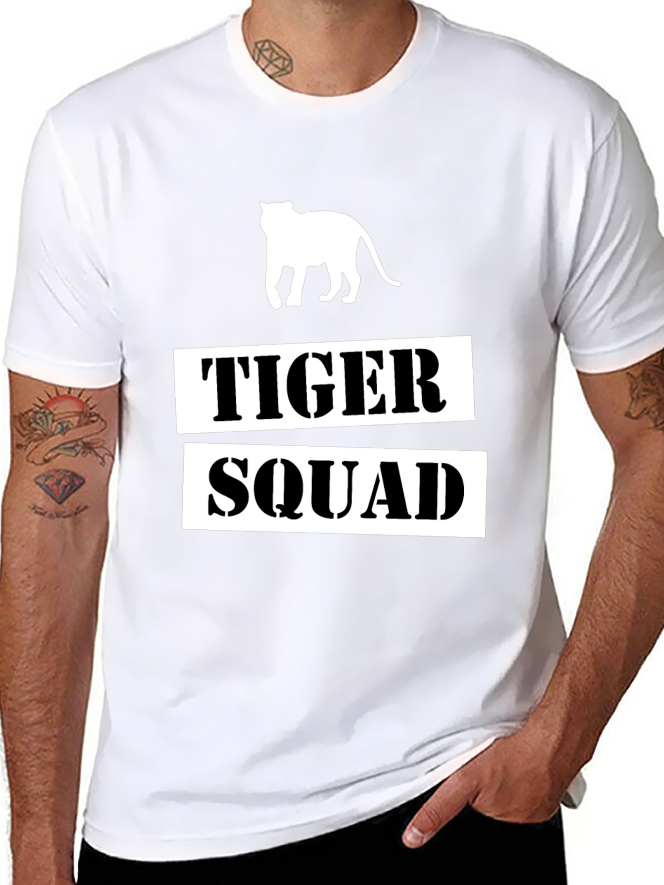Tiger Squad Graphic Print Black T-Shirt