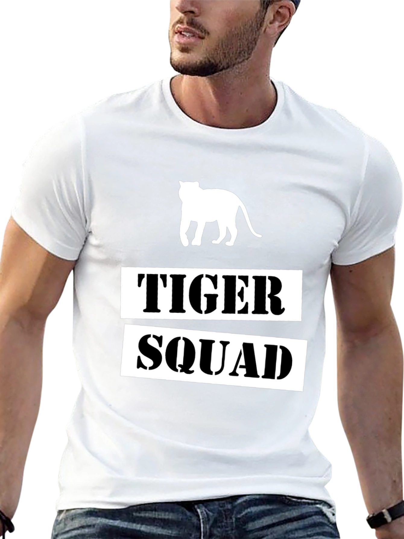 Tiger Squad Graphic Print Black T-Shirt
