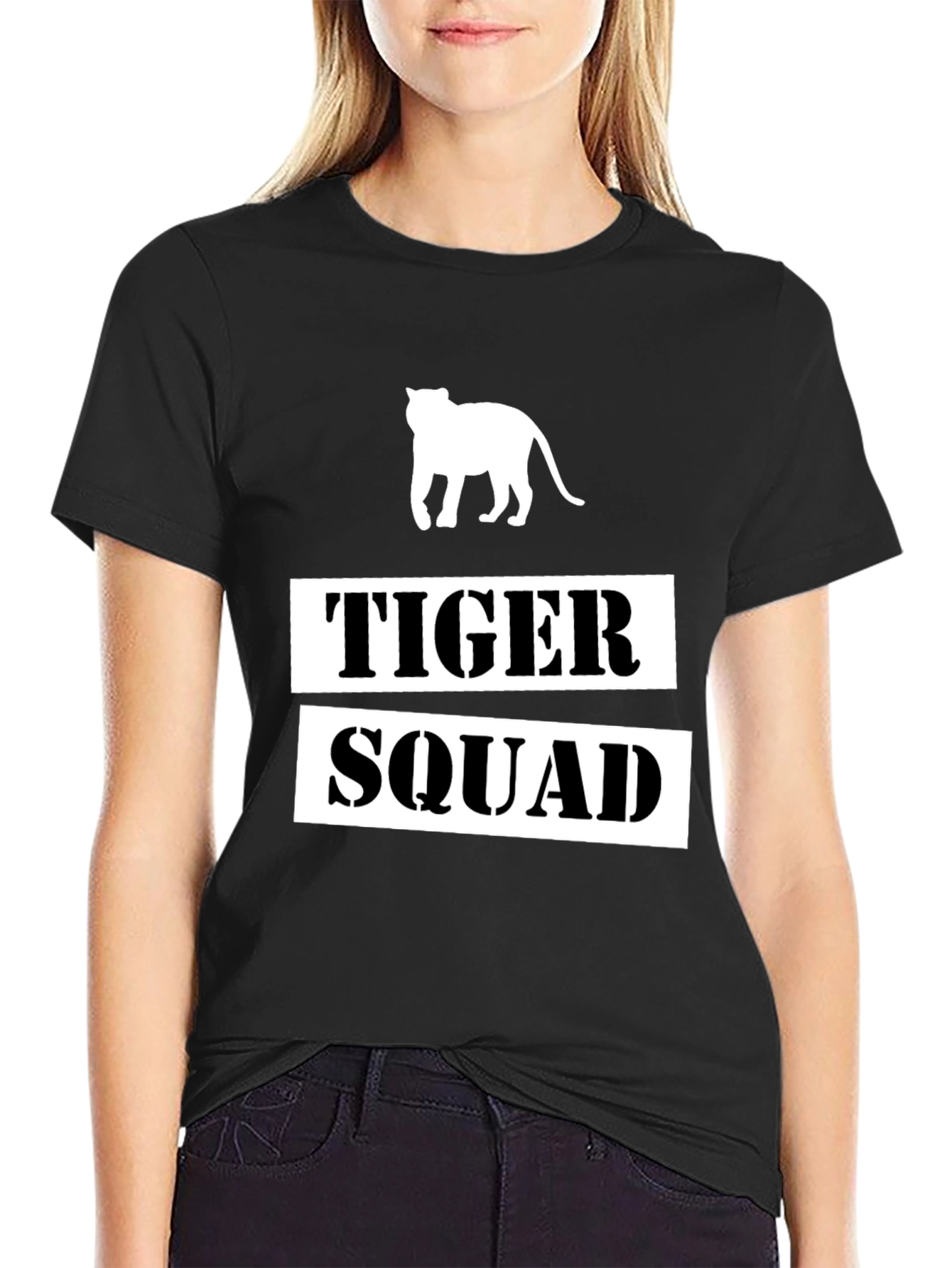 Tiger Squad Graphic Print Black T-Shirt