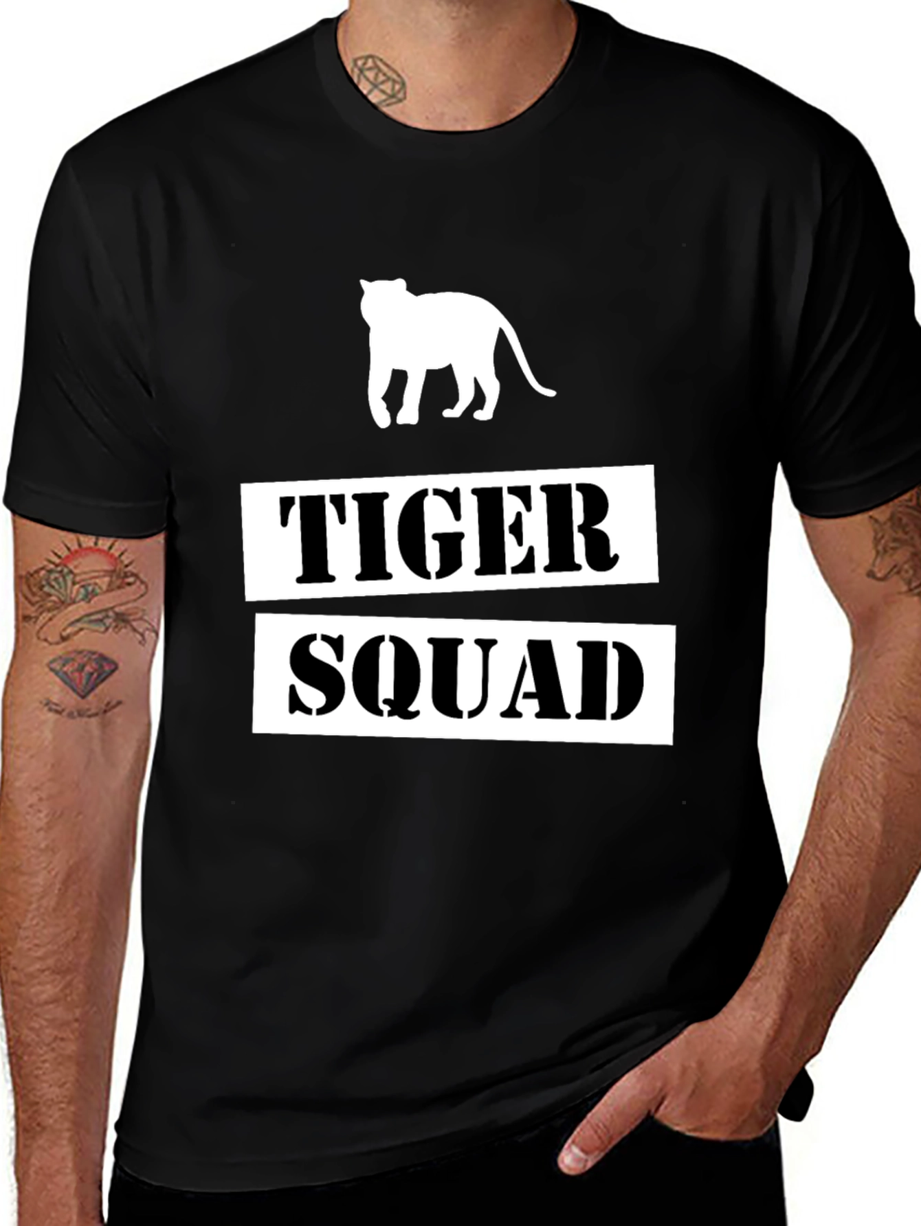 Tiger Squad Graphic Print Black T-Shirt