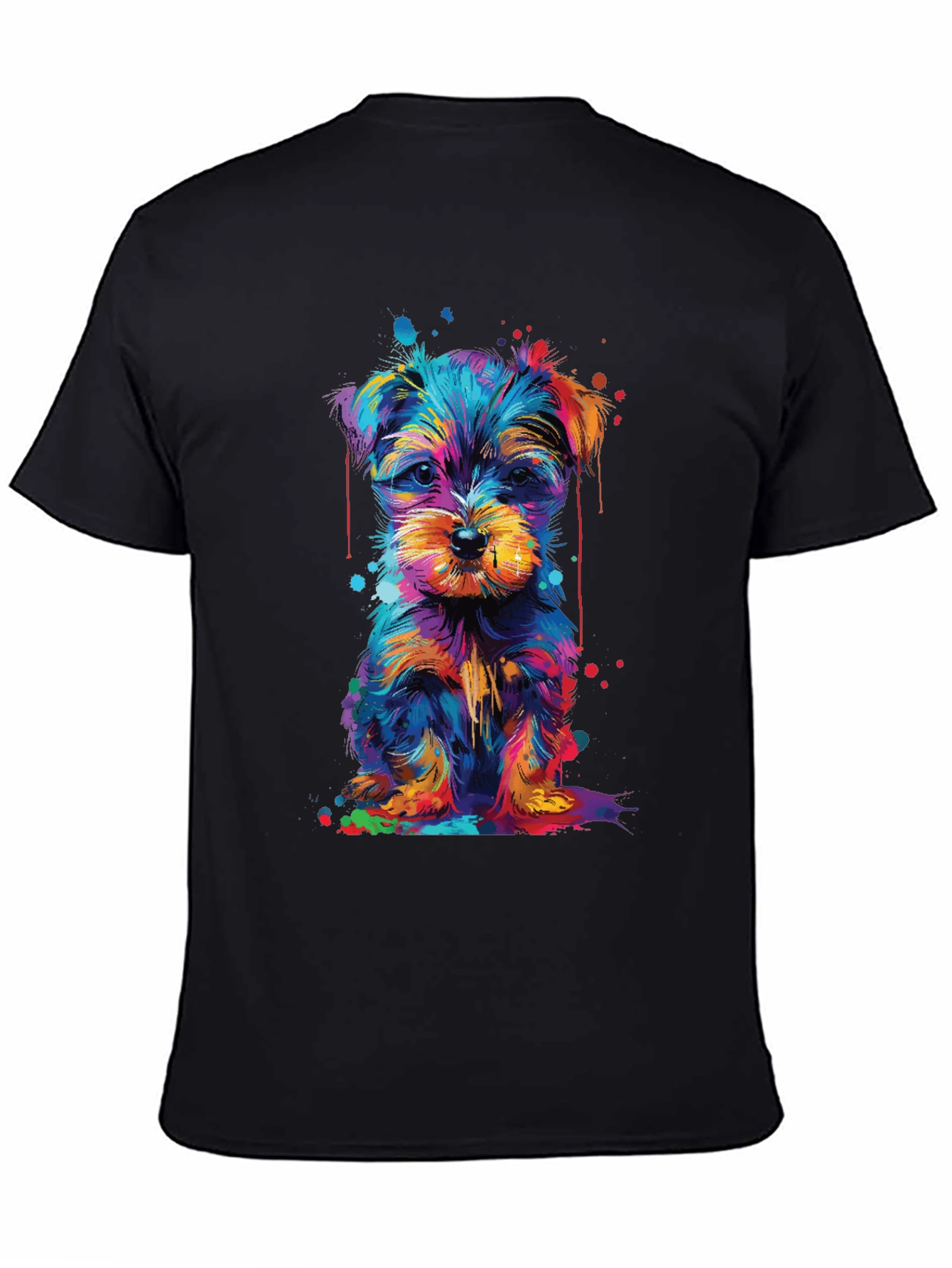 Colorful Yorkshire Terrier Graphic Black T-Shirt