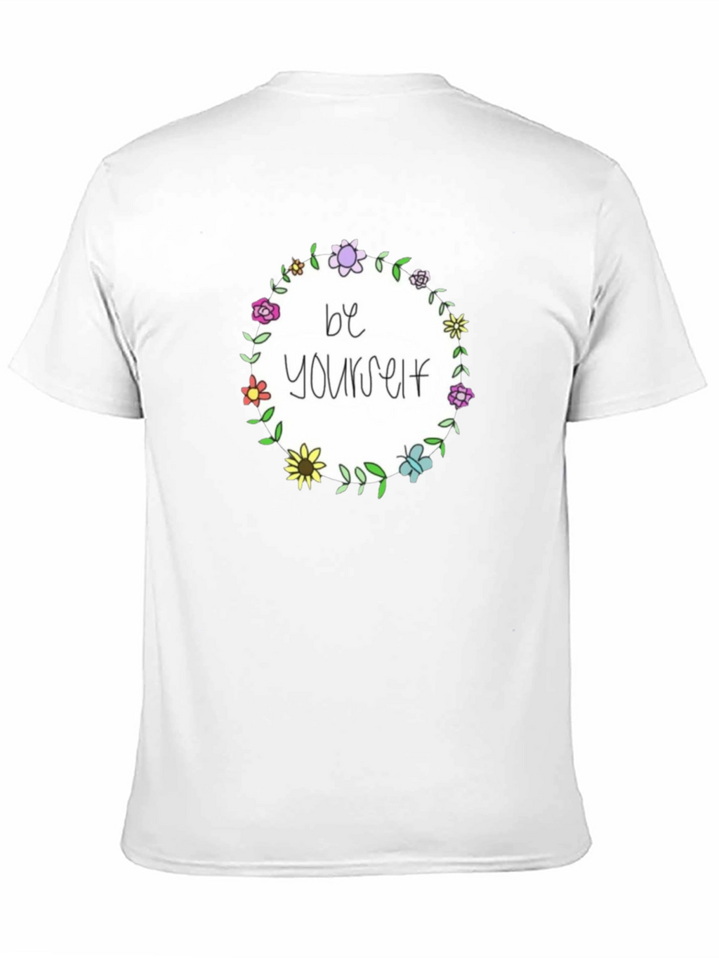 Be Yourself Floral Wreath Black T-Shirt